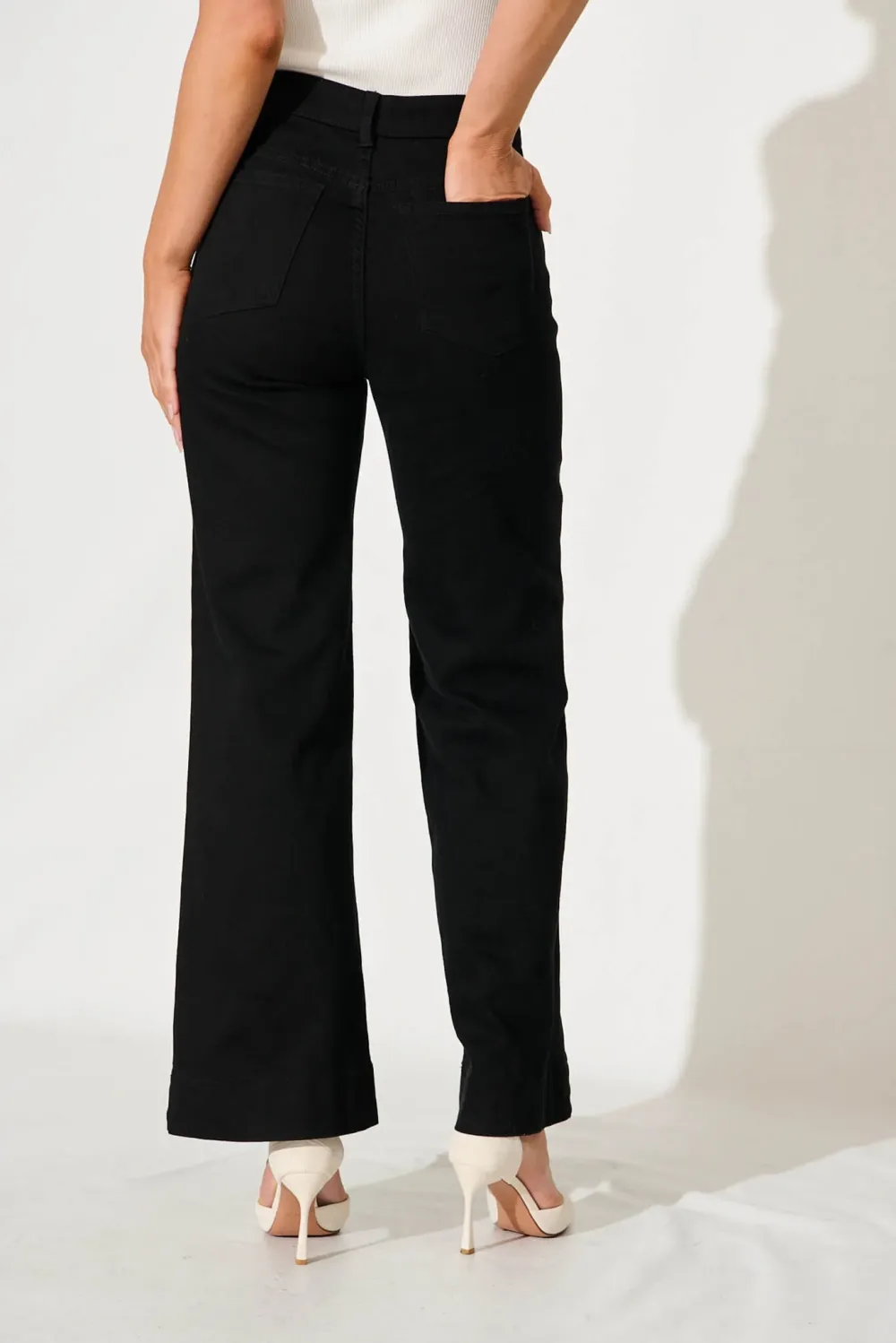 Black High Waisted Straight Leg Jeans