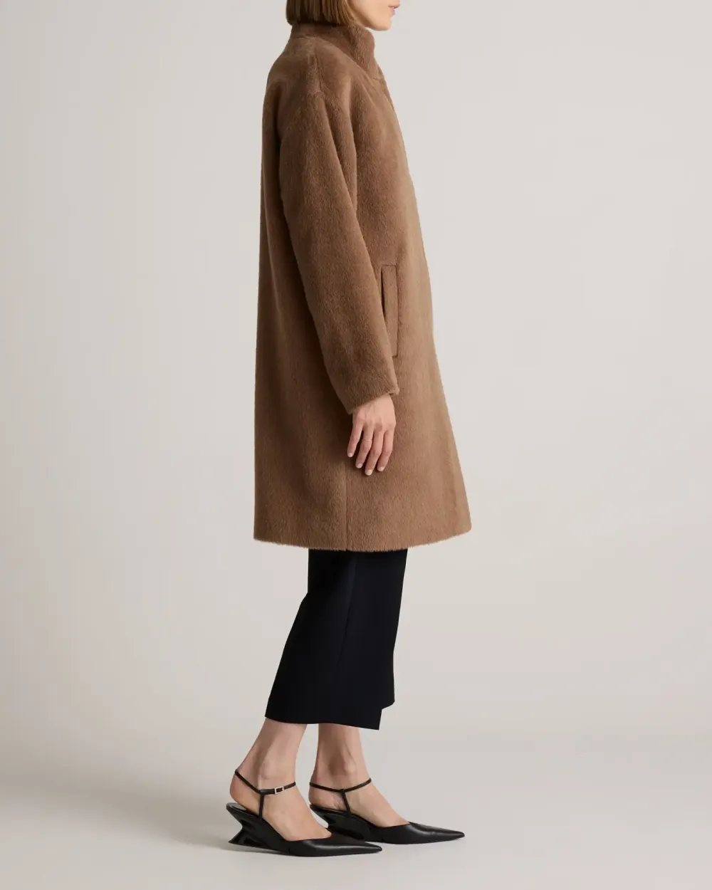 Alpaca-Wool Stand Collar Coat