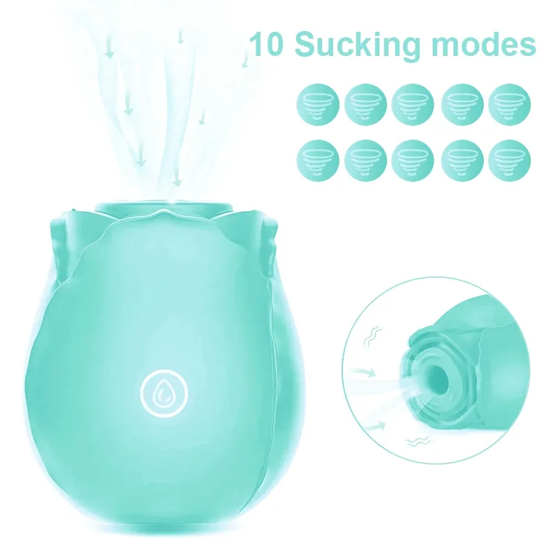Light Green Rose Toy Vibrator Classic Sucking Vibrator 10 Frequency