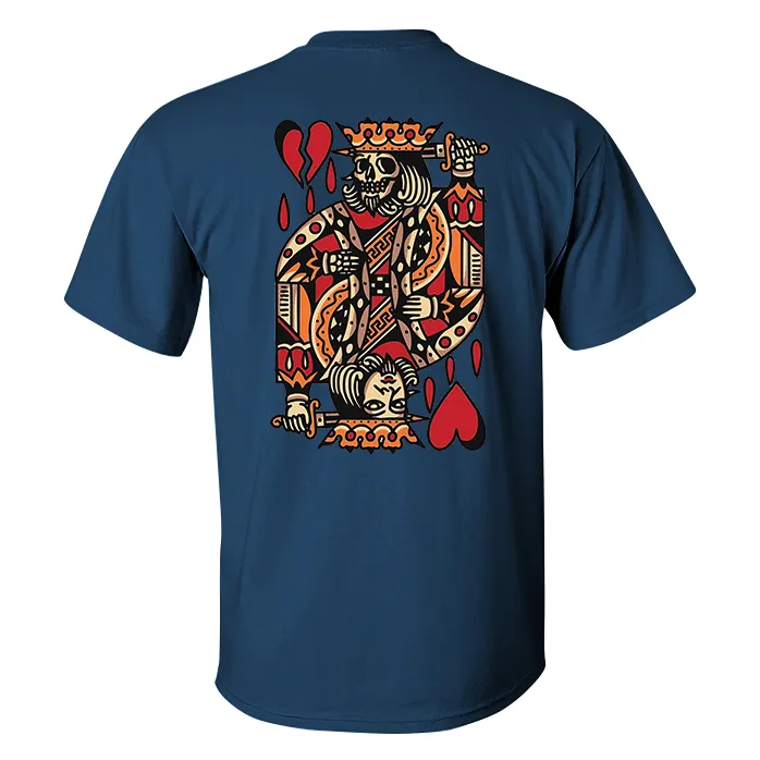Playing Card Skull Print Casual T-shirt
