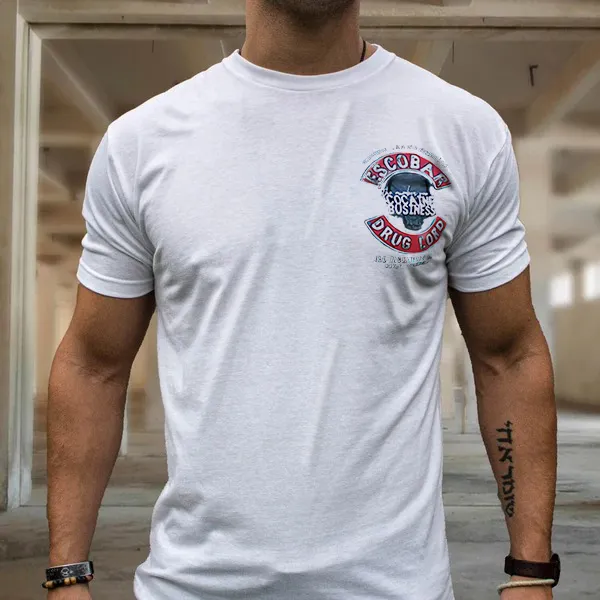 Escobar cocaine drug lord portrait printed fitness T-shirt
