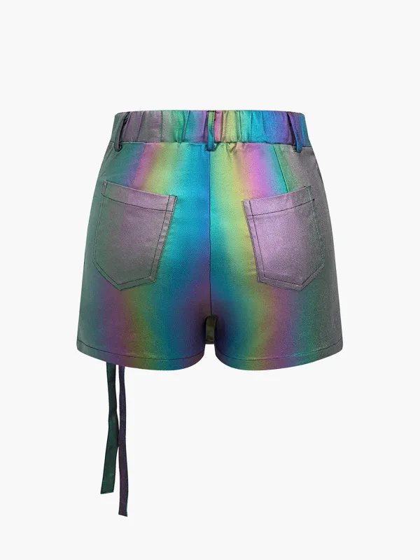 Rainbow Print Shorts With Cargo Pockets