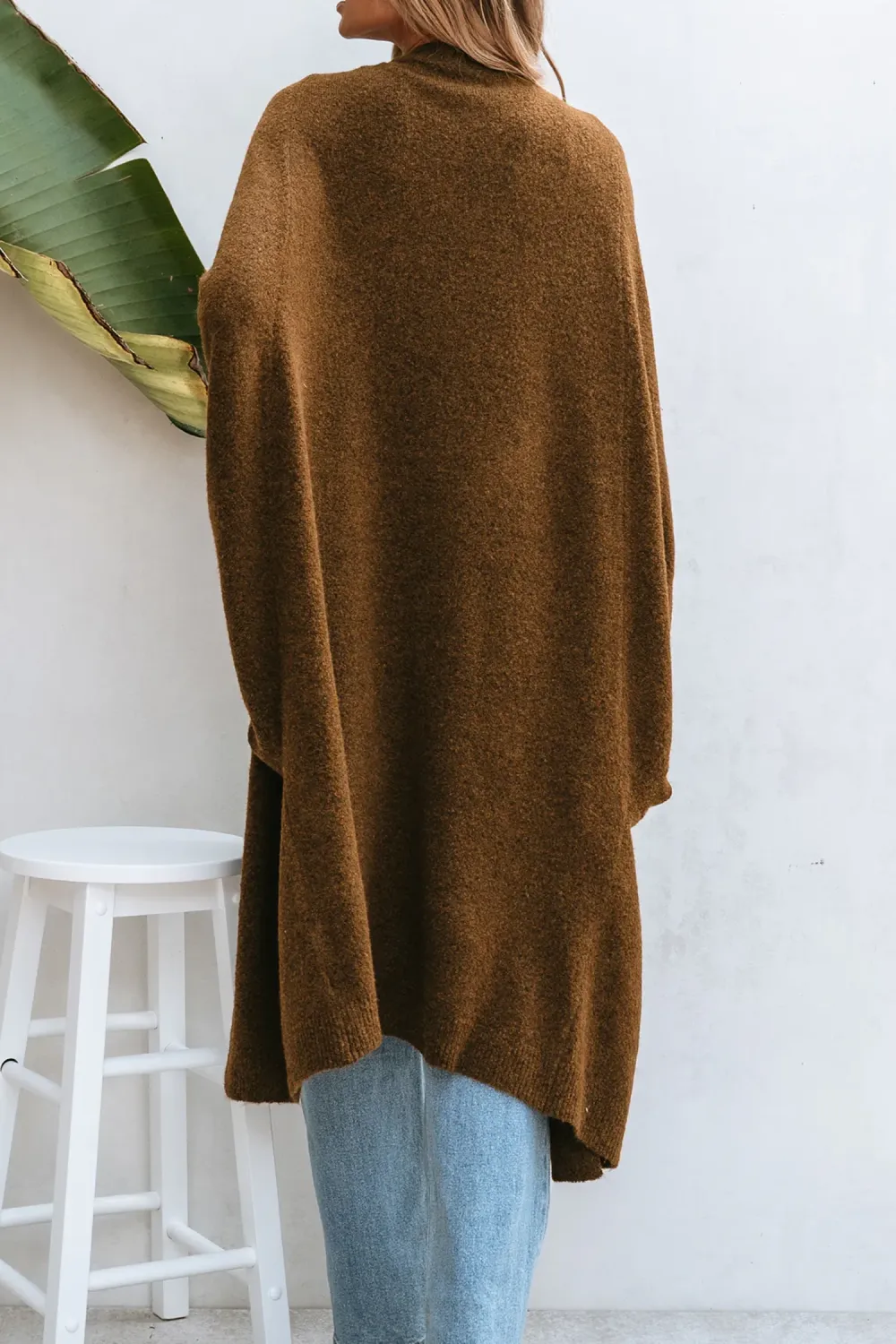 Tan Open Front Dolman Sleeve Duster Cardigan