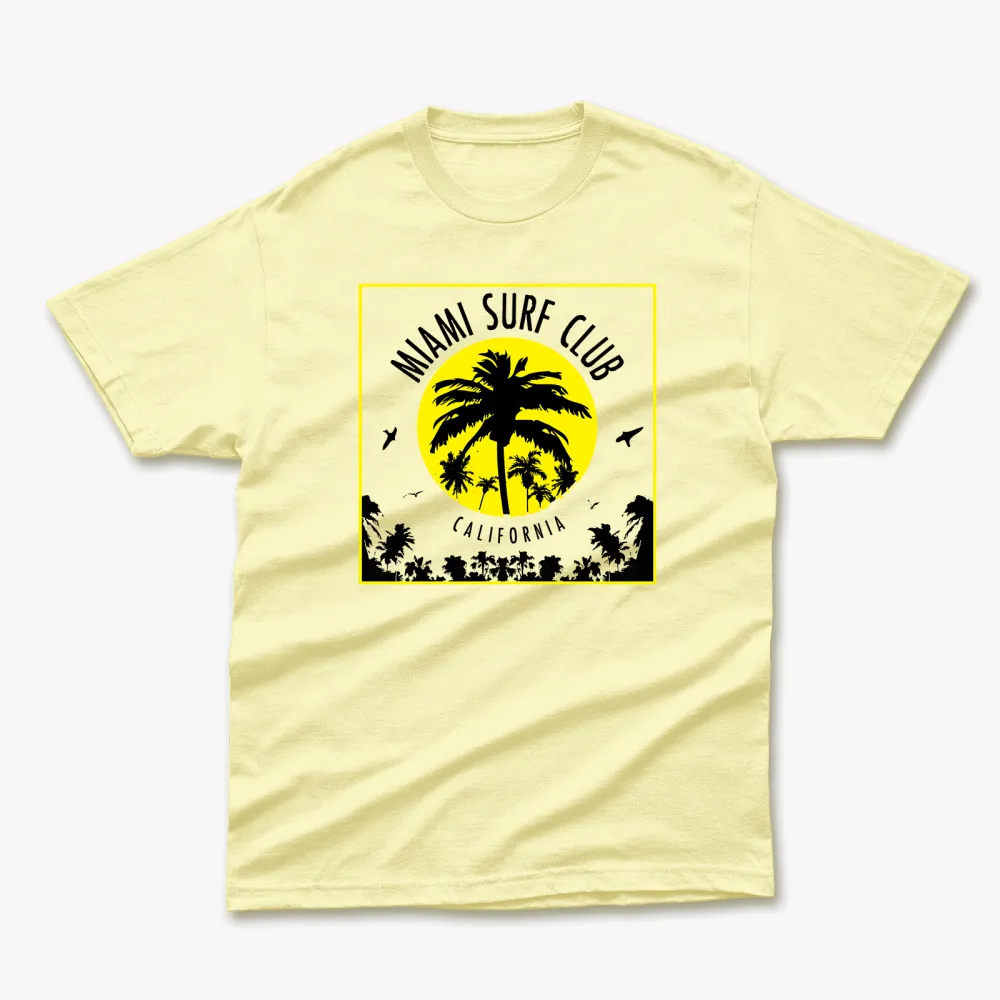 Retro Summer Miami Surf Club Printed T-Shirt