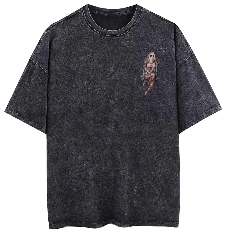 Naughty Ghost Printed Oversize Washed T-Shirt