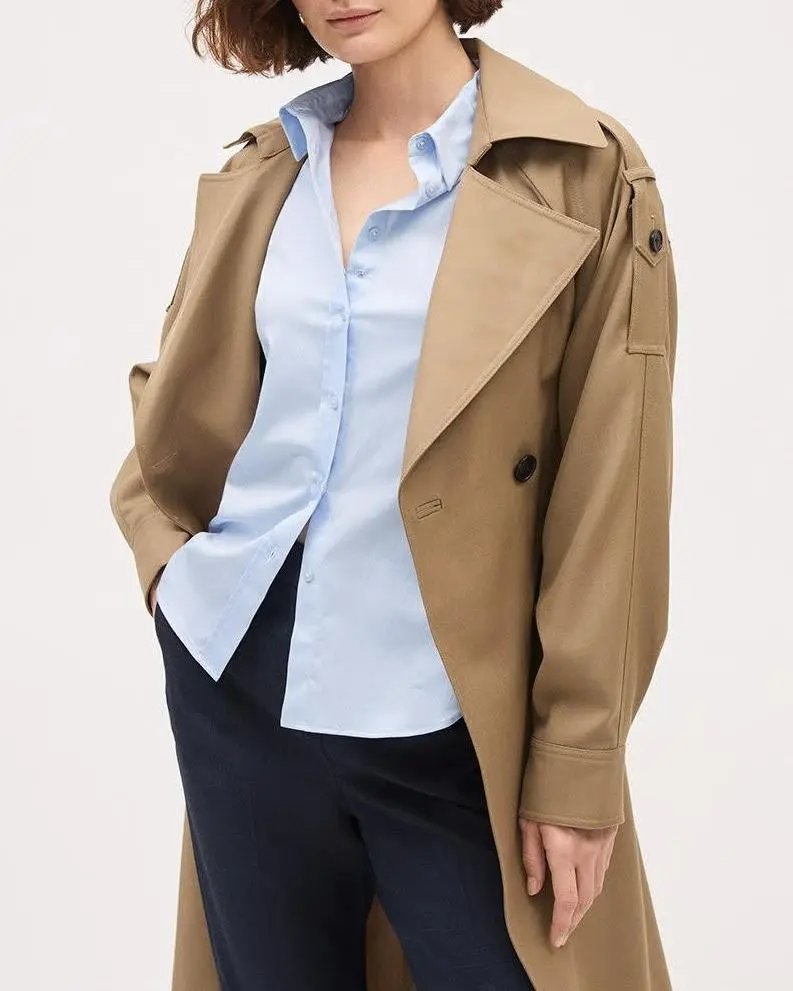 Long-Sleeve Buttoned-Down Poplin Blouse - Light Blue