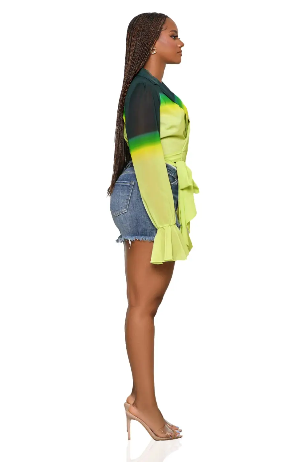 Fade To Green Bell Sleeve Top-FINAL SALE