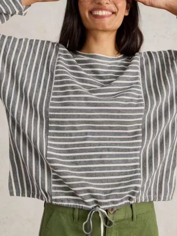 STRIPE TIE HEM TOP