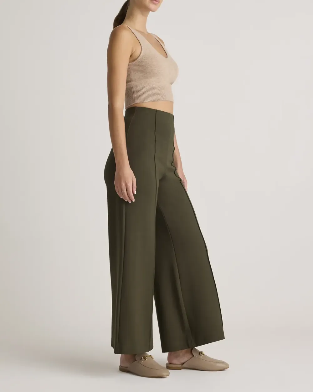 Ultra-Stretch Ponte Super Wide Leg Ankle Pants