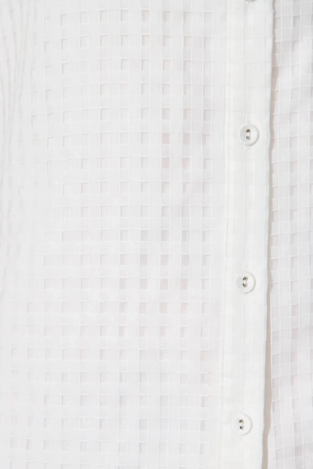 White Eyelet Puff Sleeve Button Up Shirt
