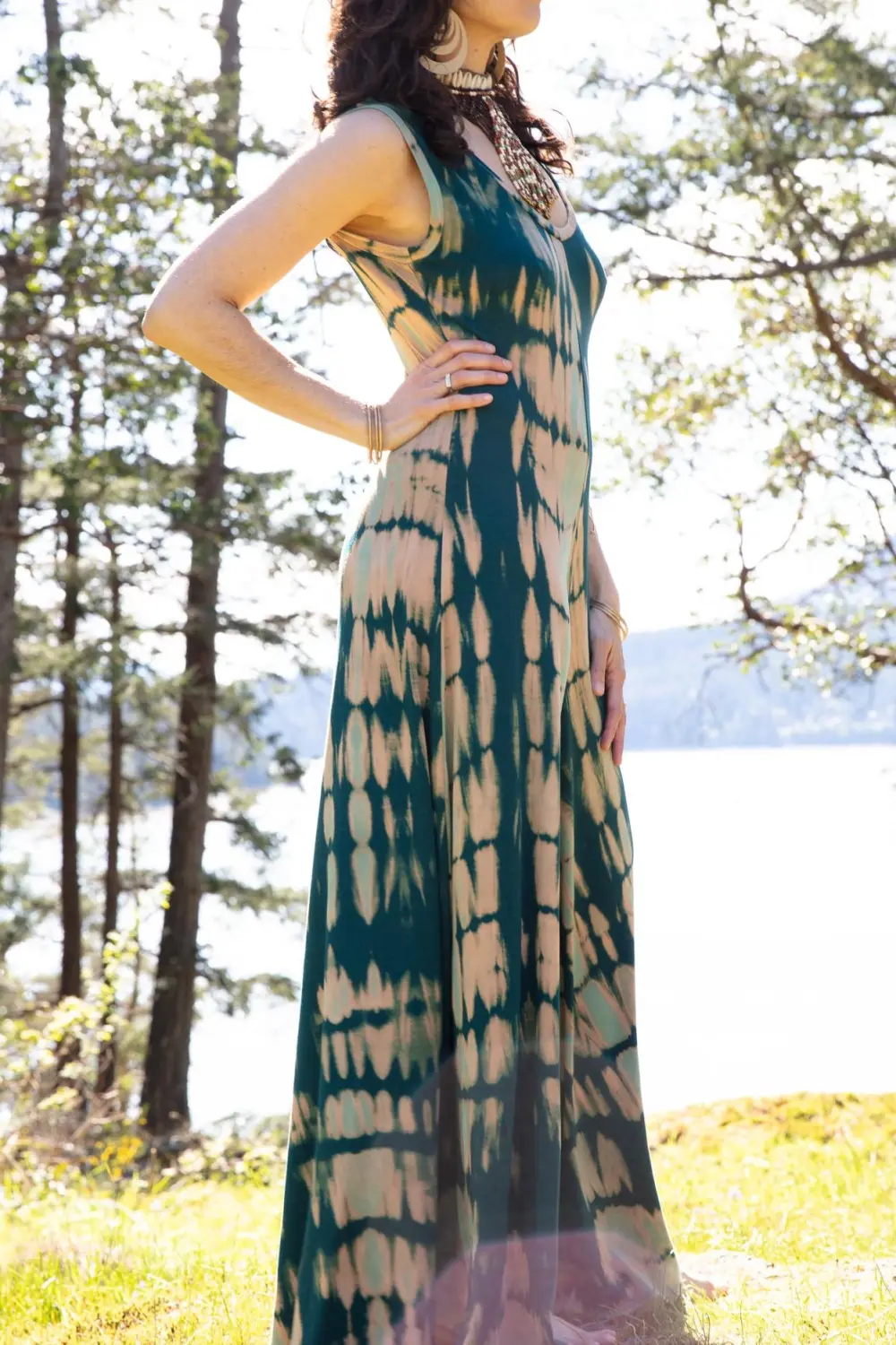 Dahlia Jumpsuit - Shibori - Forest Mint Shibori