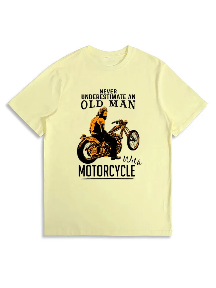 Men'S Motorcycle Print Crew Neck Short Sleeve T-Shirt