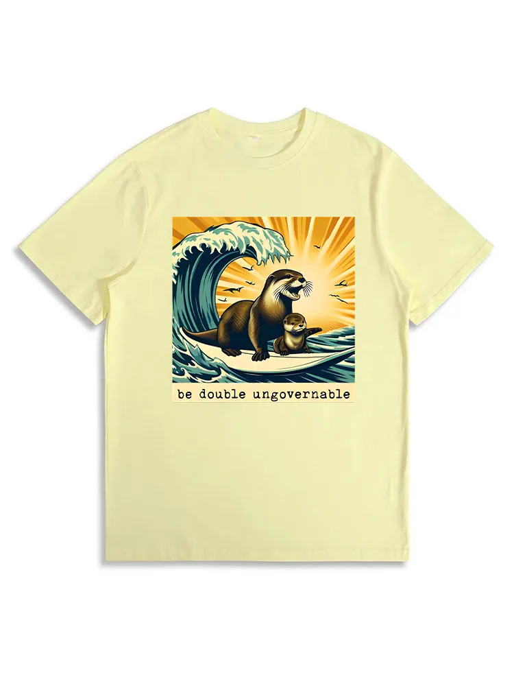 Be Double Ungovernable 841 Surfing Otter With Baby T-Shirt