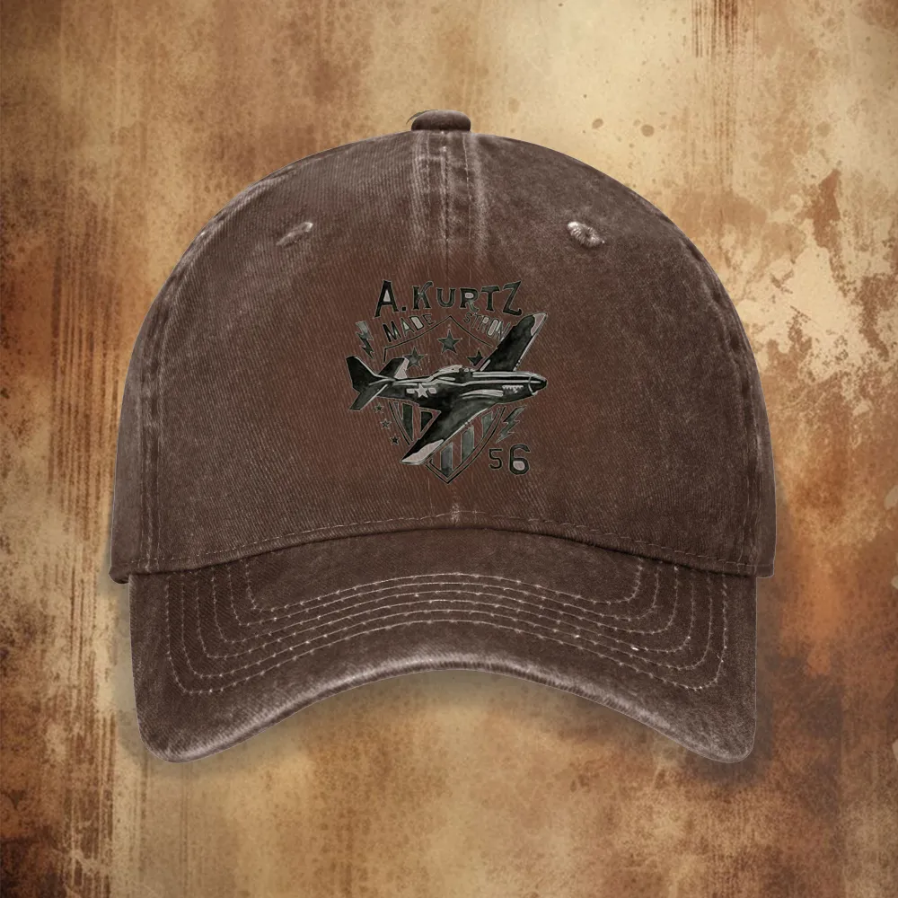 No. 56 Powerful Fighter Washed Denim Peaked Hat