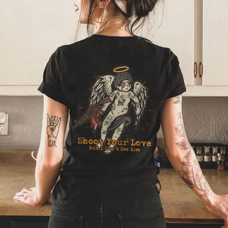Shoot Your Love But I Can't See Him Printed T-shirt
