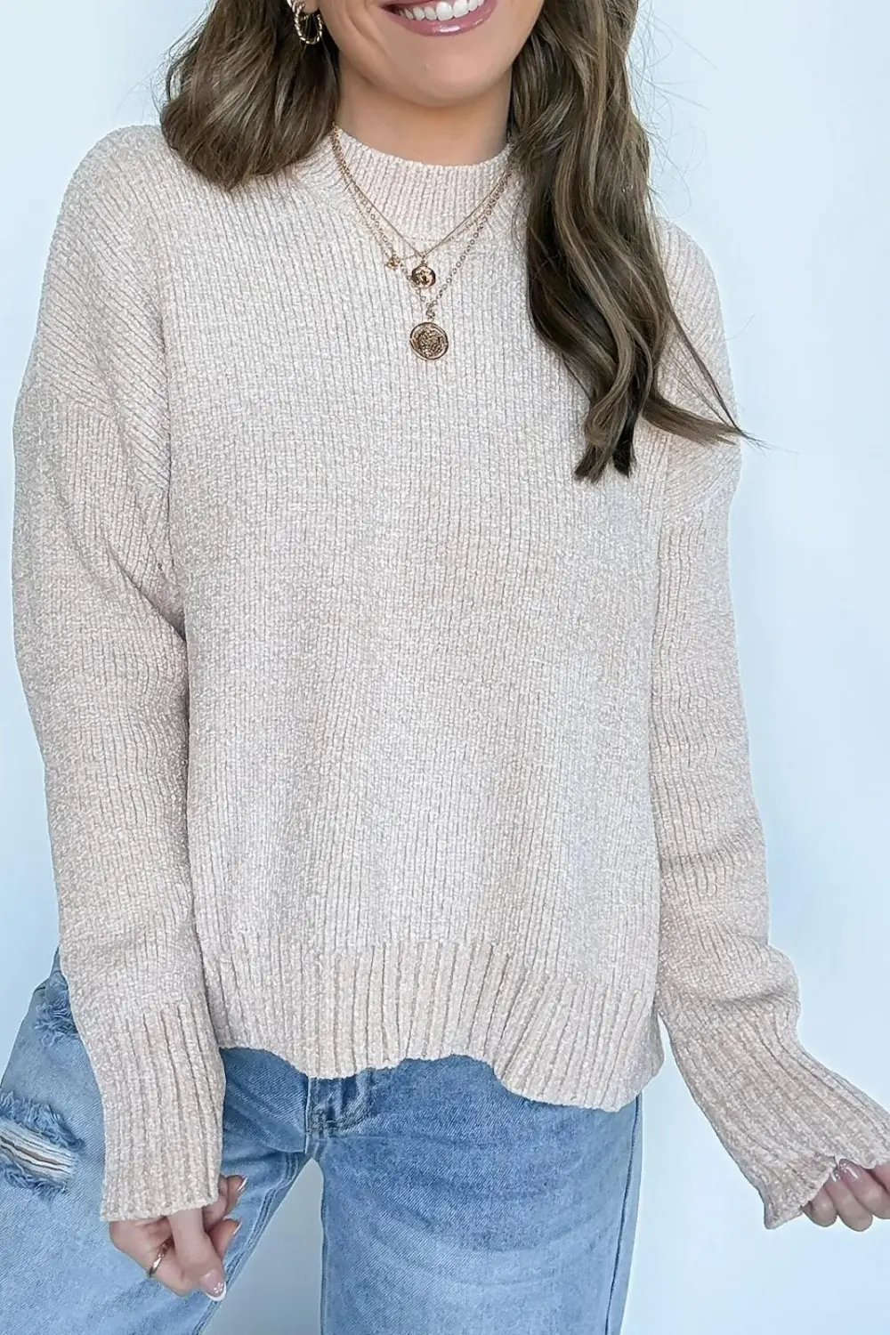 Oatmeal Soft Knit Sweater