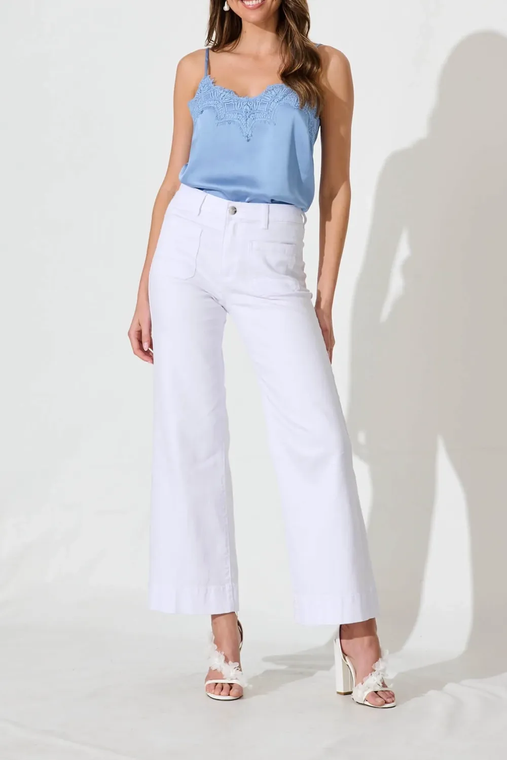 Light Blue Lace Trimmed Camisole Top