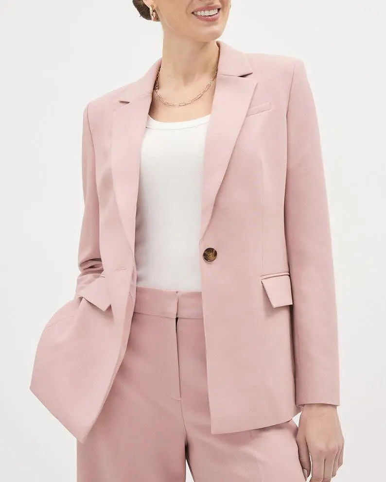 Pink One-Button Blazer