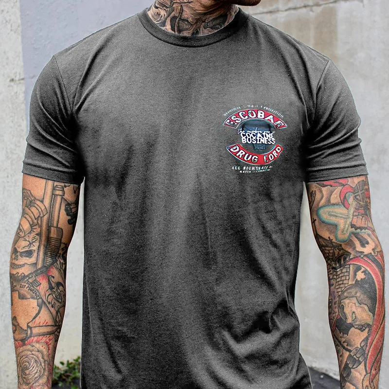Escobar cocaine drug lord portrait printed fitness T-shirt