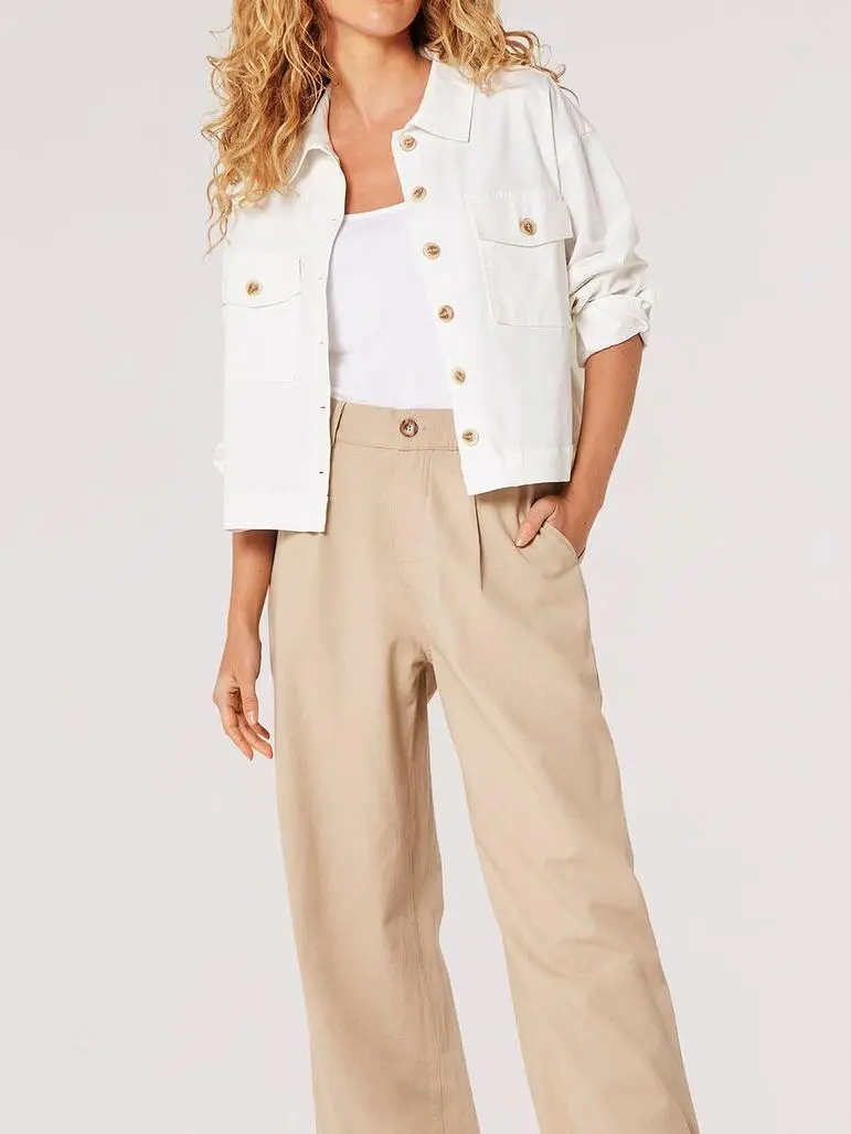 Cotton Blend Lightweight Cropped Jacket