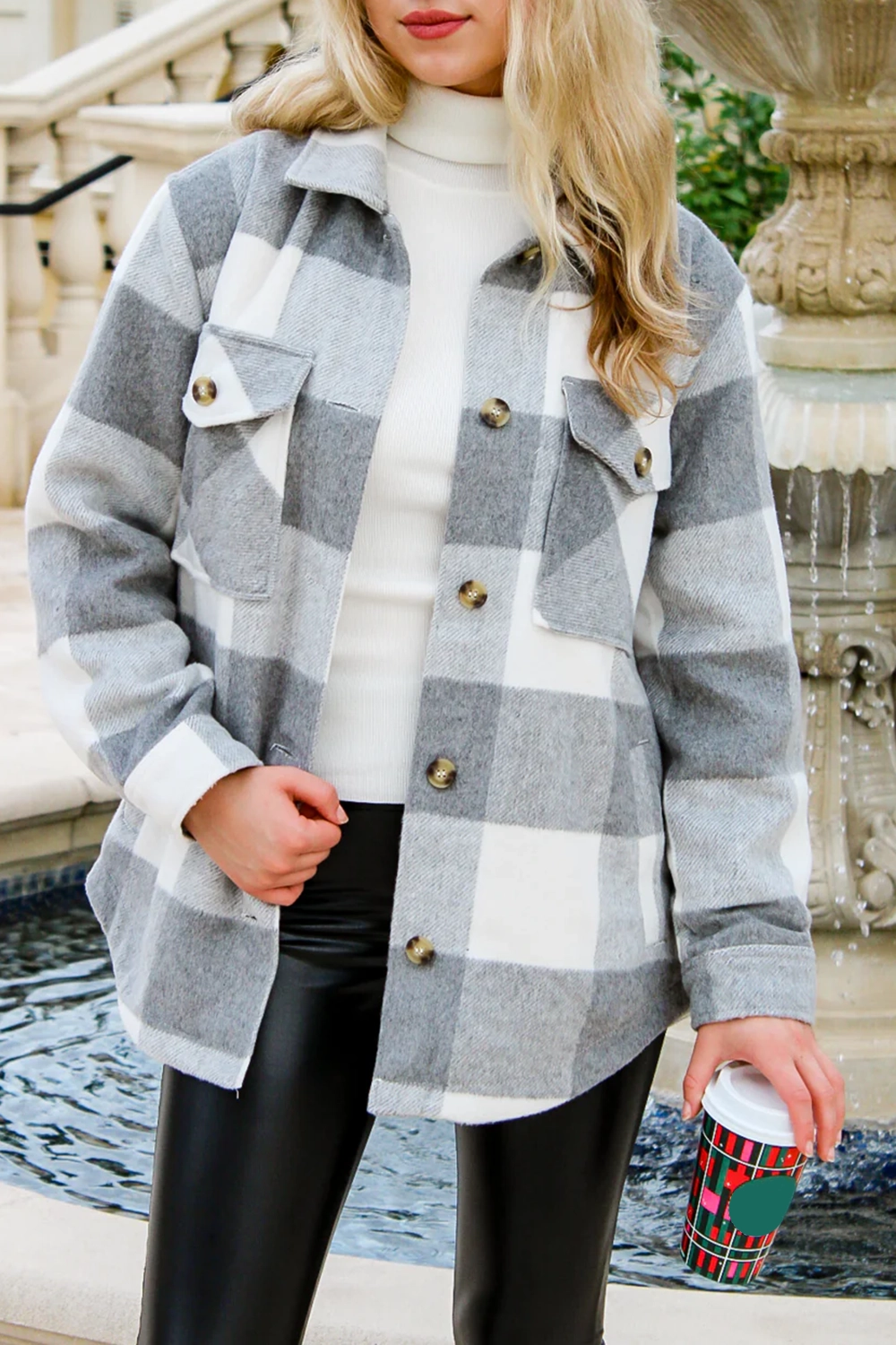 Grey and white checked jacket