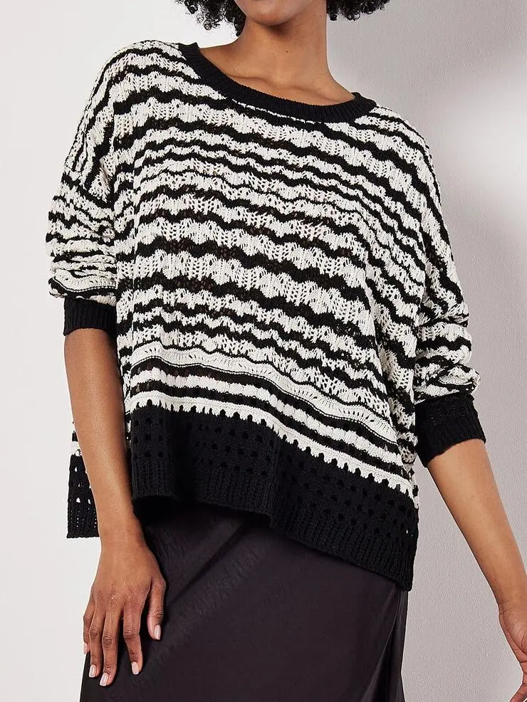 Pointelle Stripe Crochet Jumper