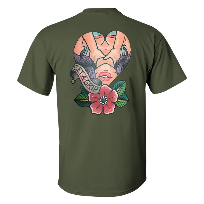 Get A Grip Floral Lady Print Men's T-shirt