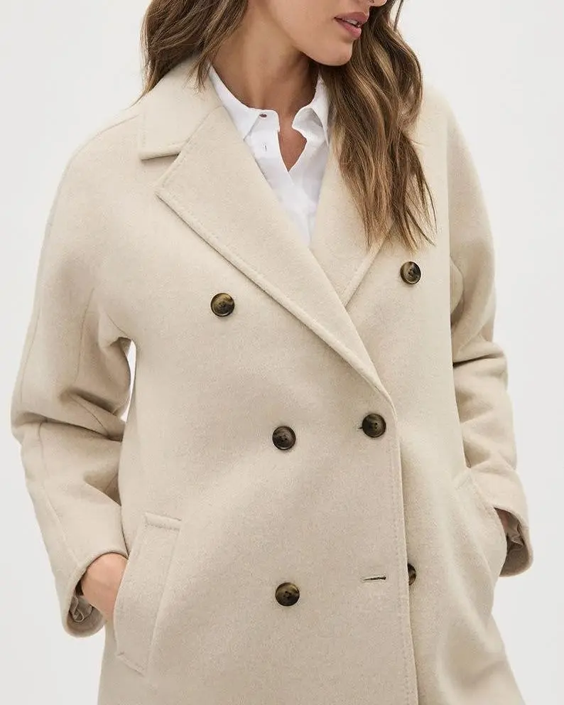 Double-Breasted Long Wool Coat