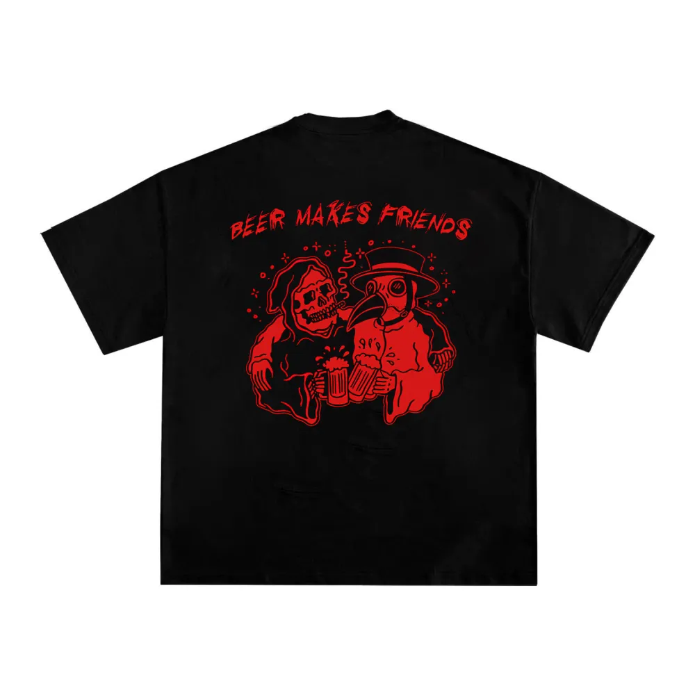 Beer Makes Friends Printed Men's T-shirt
