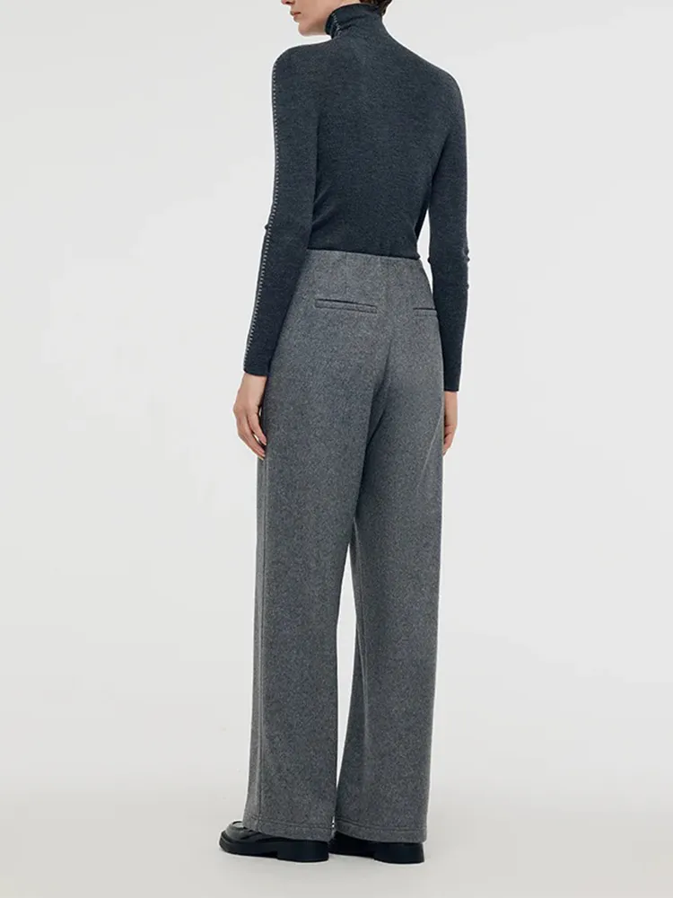 Wool Blend Straight Women Pants