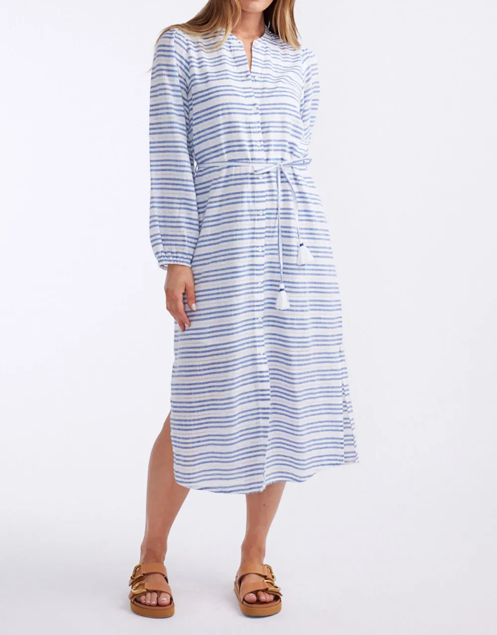 Palm Island Dress - Blue/White Stripe