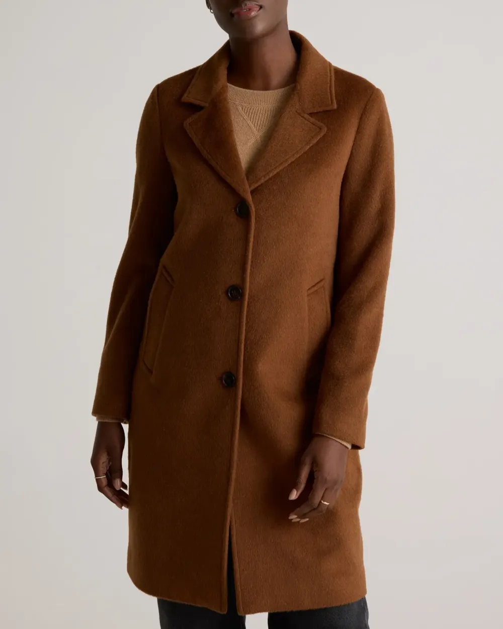 Camel-Hair Single-Breasted Midi Coat