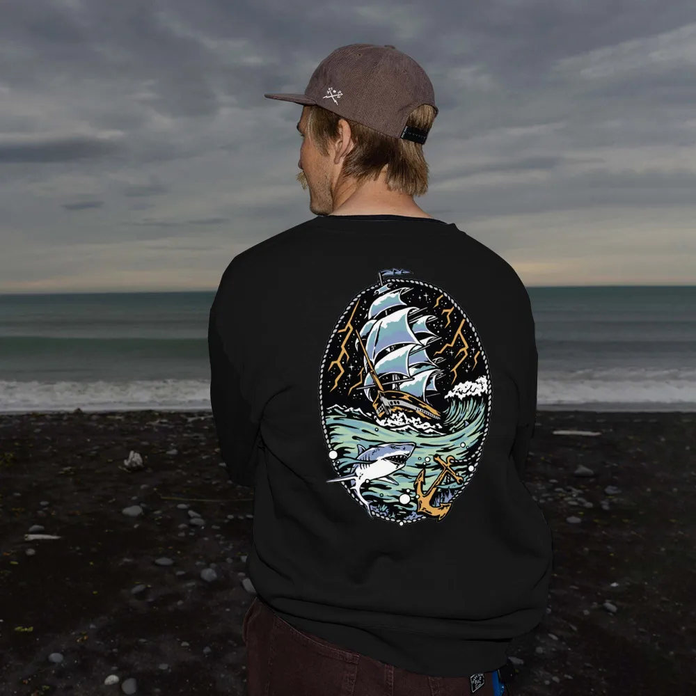 Ships And Sharks Printed Men's Sweatshirt