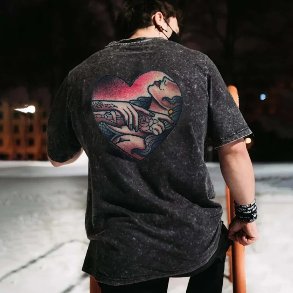 Choke Me Printed Oversize Washed T-Shirt