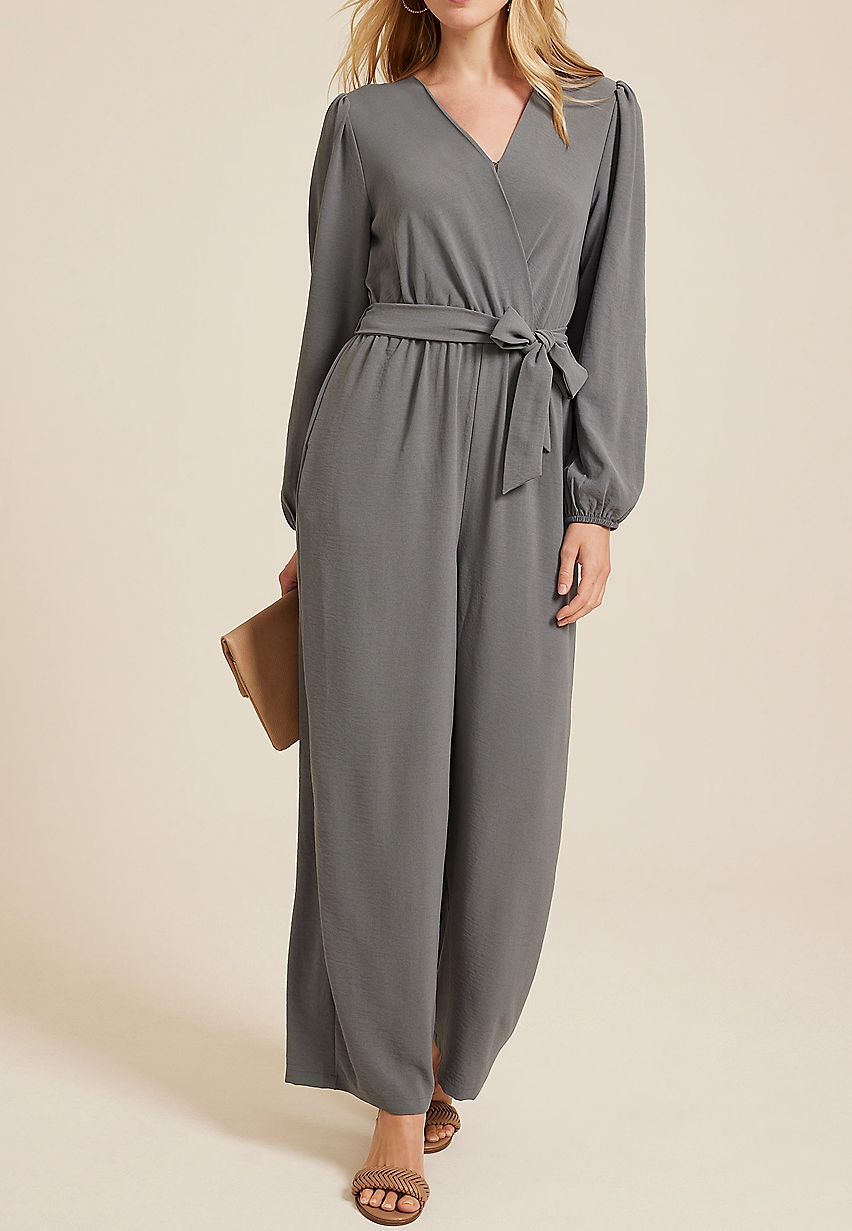 Surplice Tie Waist Jumpsuit