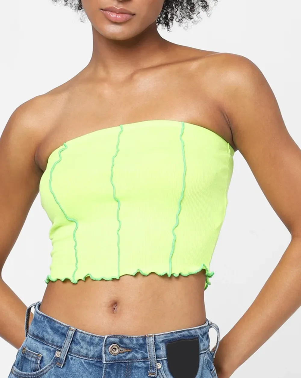 Yellow Off Shoulder Crop Top