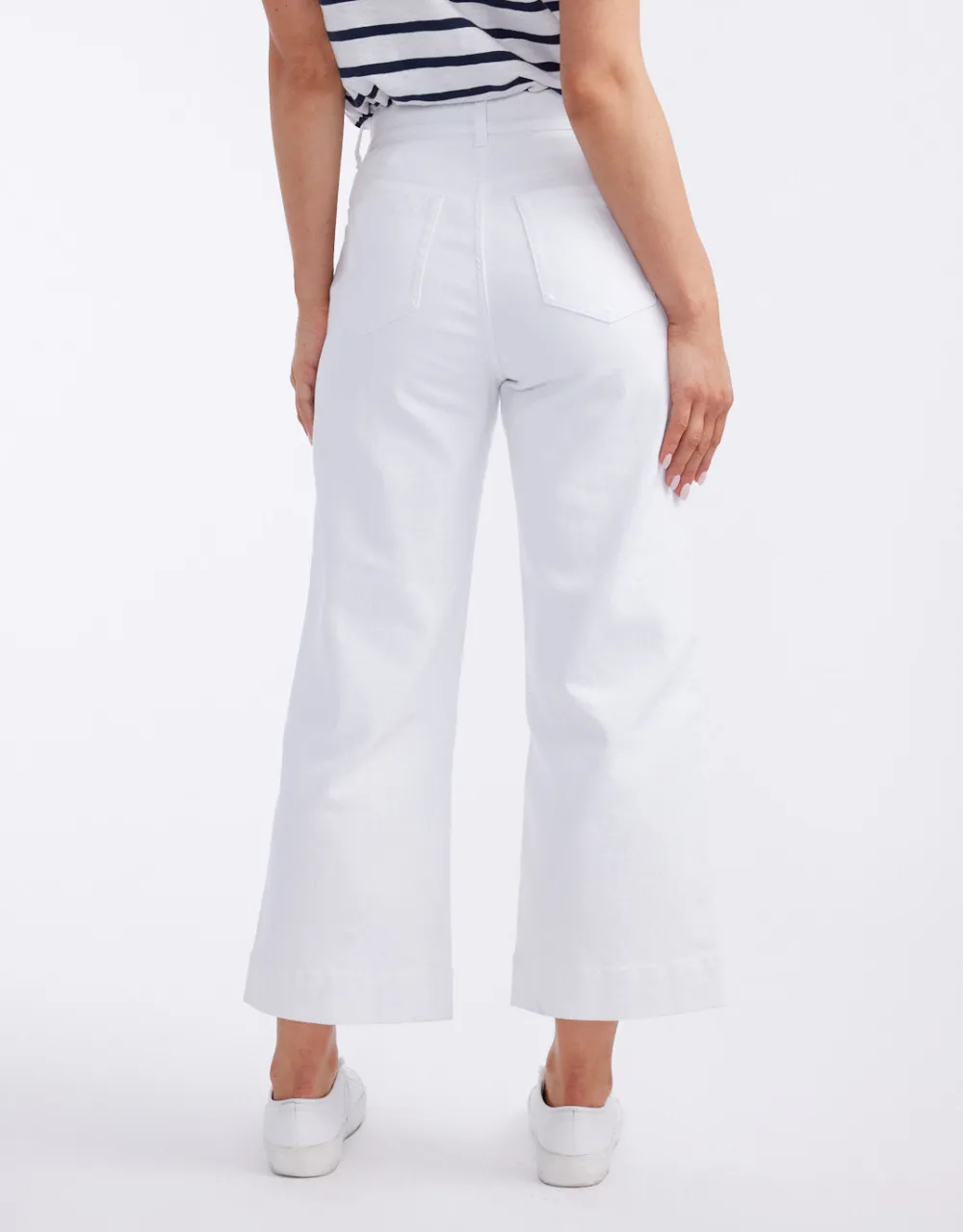 Catalina Cropped Wide Leg Jeans - White