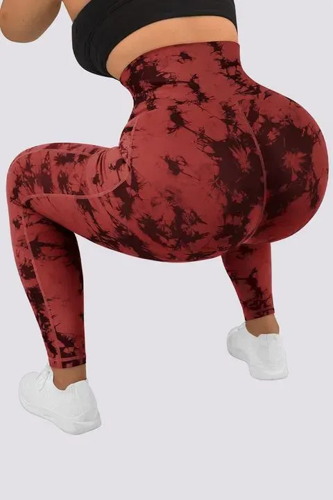 Tie Dye Pocket Side Cincher Sports Leggings
