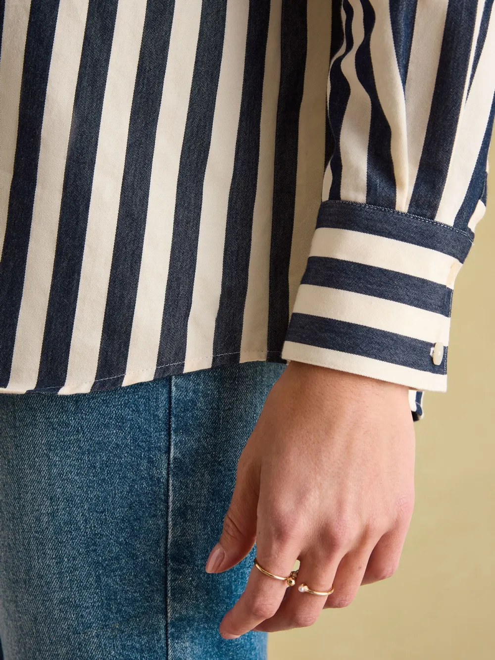 Casual Style Amilla Navy & Cream Stripe Shirt