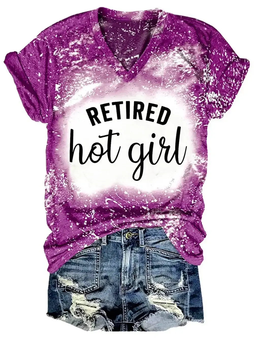 Retired Hot Girl Bleaching V Neck T-shirt