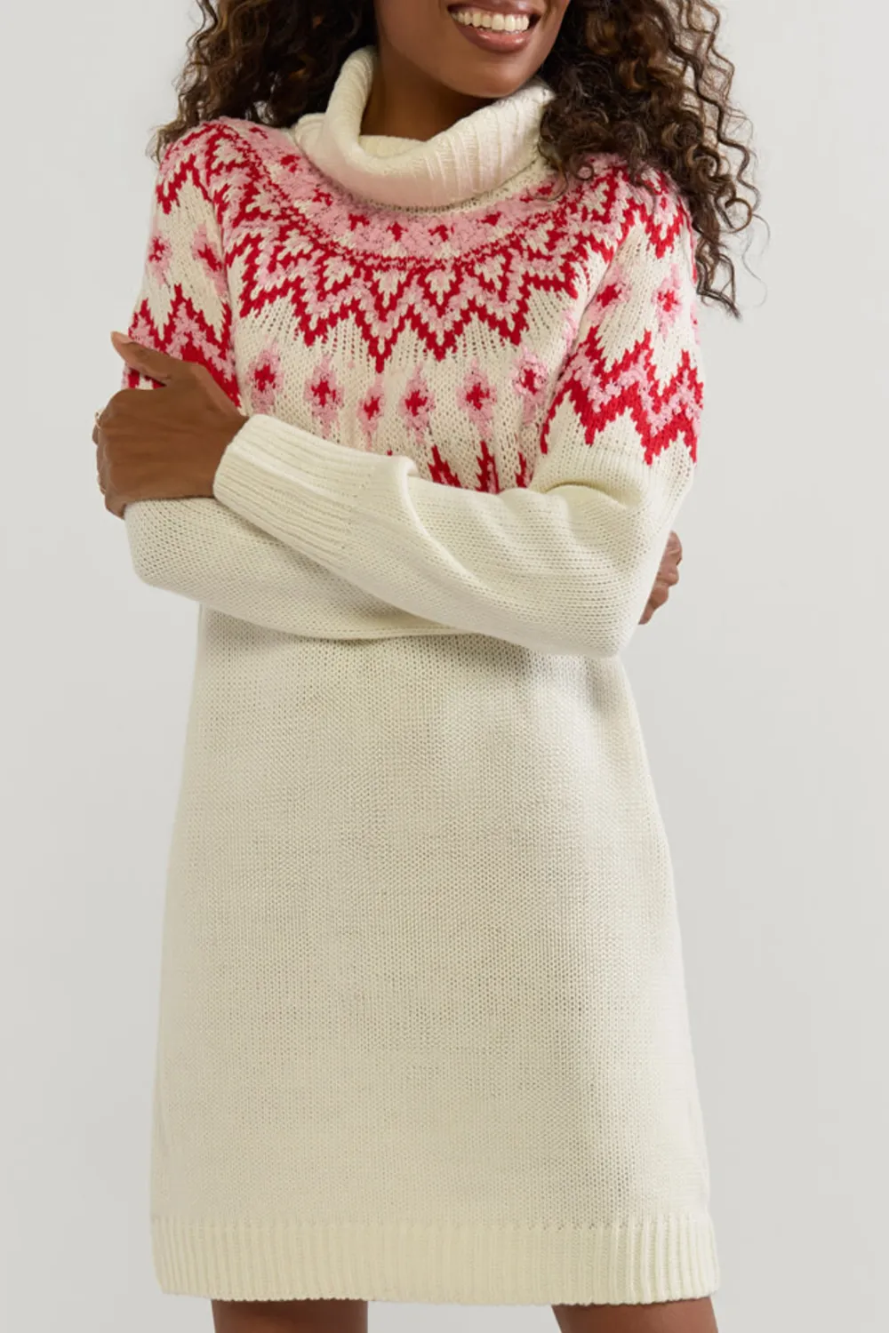 Alberta Long Sleeve Fairisle Sweater Mini Dress