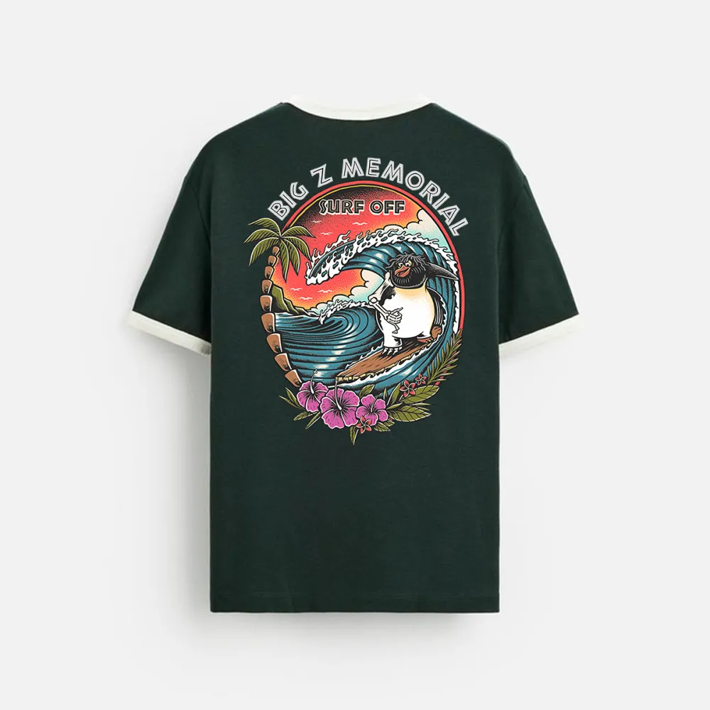 Beach Surfing Printed Color-Matching T-Shirt