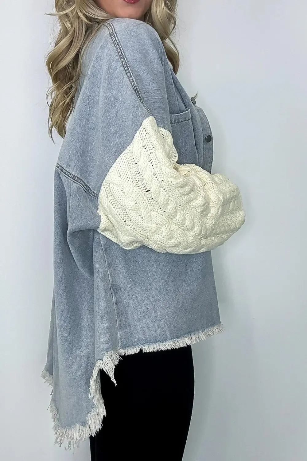 Contrast Knit Denim Jacket