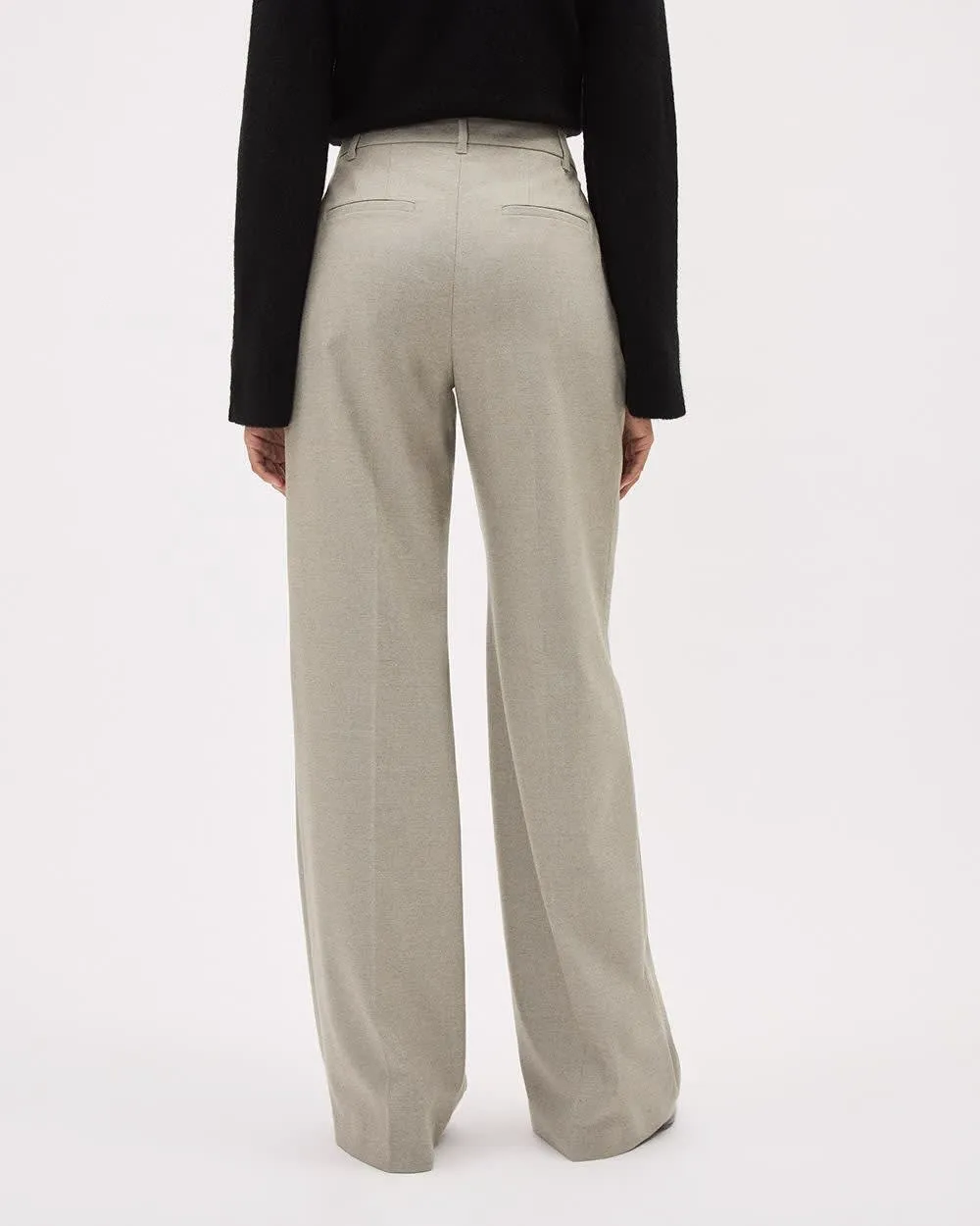 High-Rise Wide-Leg Flannel Pant