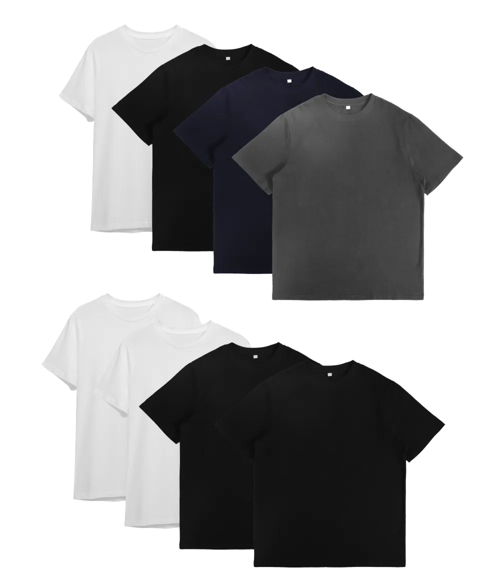 Solid Color Cotton T-Shirt Four-Piece Set