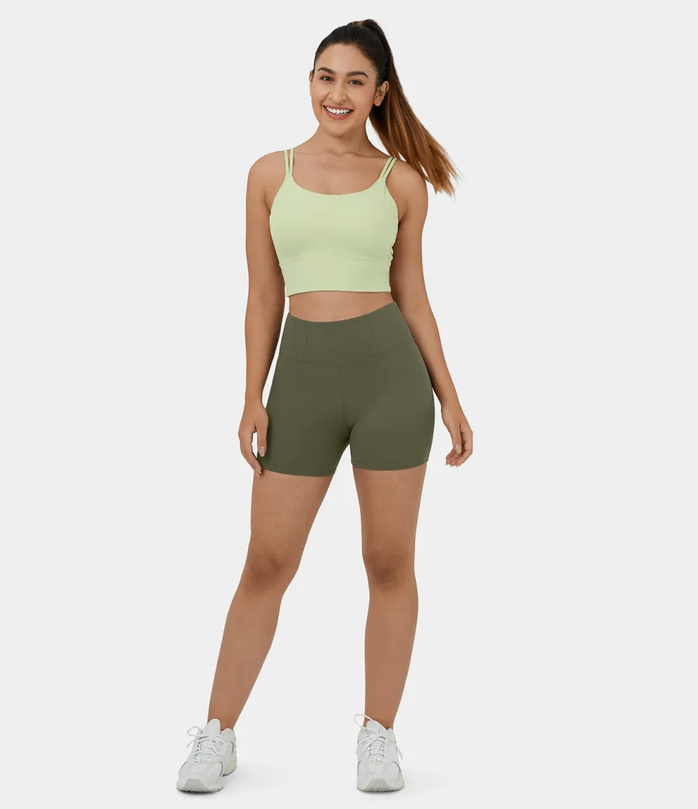 Plush High Waisted Plain Yoga Biker Shorts 5''
