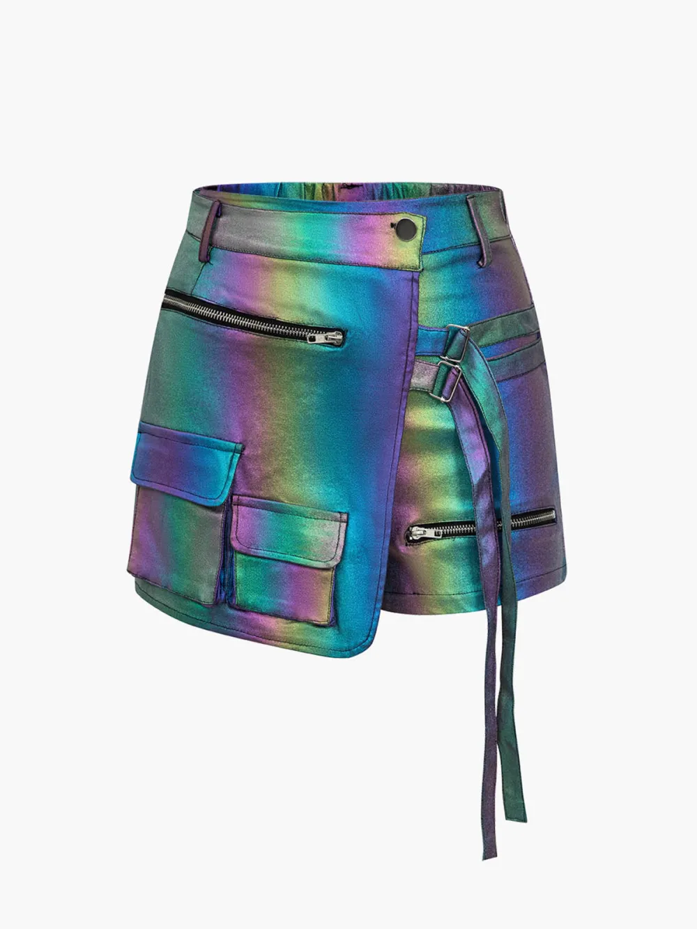 Rainbow Print Shorts With Cargo Pockets