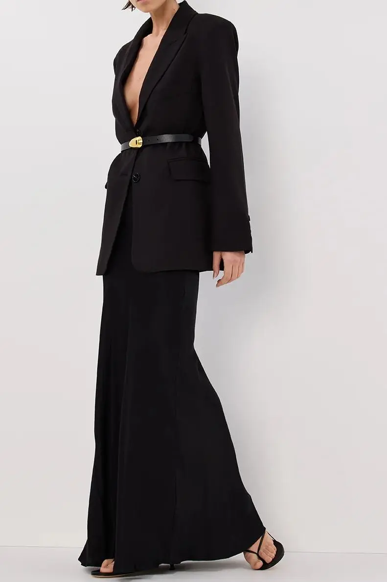 CHARLI BLACK SATIN MAXI SKIRT