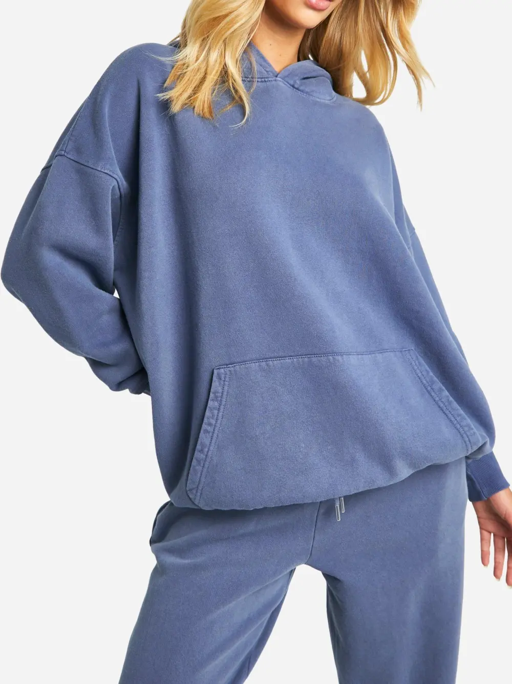 DENIM-BLUE WASHED OVERSIZED HOODIE