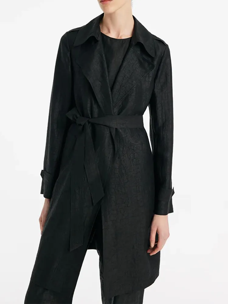 Silk Women Trench Coat With Belt